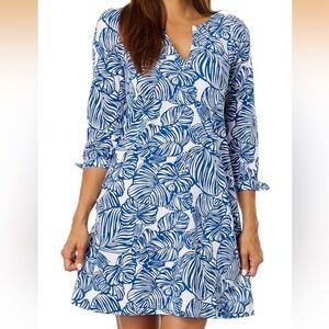 Lilly Pulitzer NWT Cath Dress Tropical Printed Aegean Navy Blue Beach